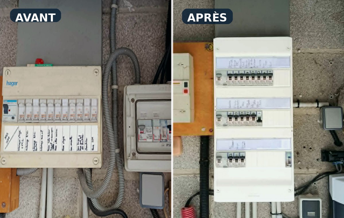 Avant après tableau électrique rénové à Amiens